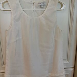 Coldwater Creek Women's Sleeveless Blouse Ivory XS Pleated Neckline